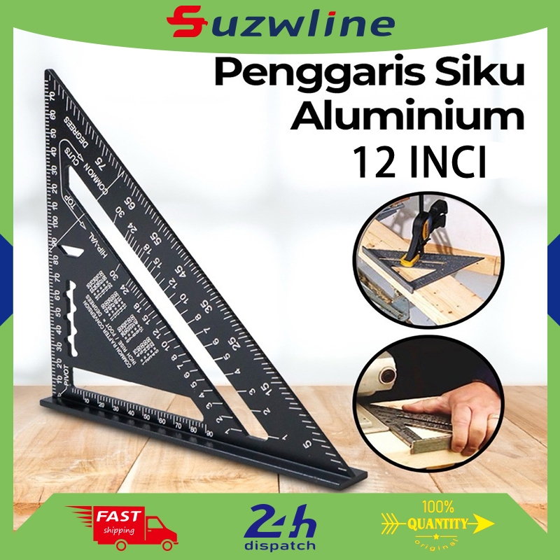 

（FLASH SALE)Speed Square Black 7” / Penggaris Siku Segitiga / Pita pengukur Aluminium