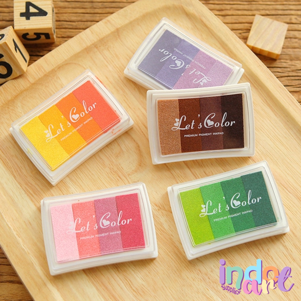 

(IAS) Stamp Pad Gradiasi Stempel Fabric Wood Paper Warna Warni 4 in 1 Let’s Color