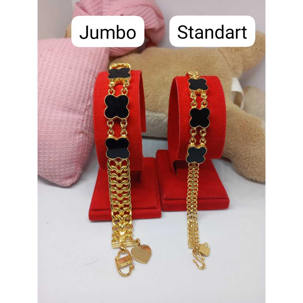 Gelang mata hitam lapis emas kristal