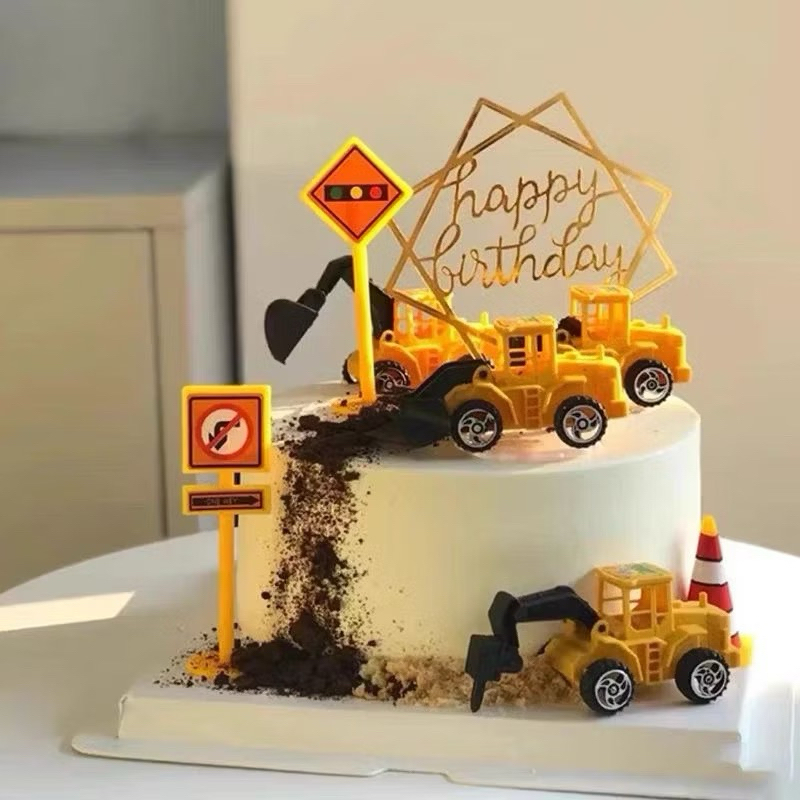 TOPPER CAKE EXCAVATOR MINI KONSTRUKSI / HIASAN CAKE TEMA EXCAVATOR KCL  / CAKE TOPPER KONSTRUKSI KER