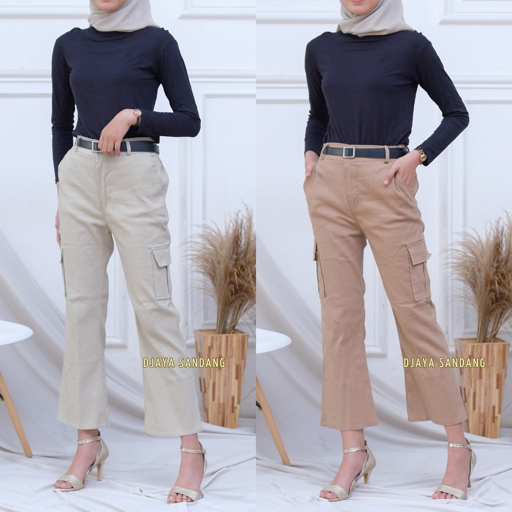 Celana Cargo Cutbray Dewasa, Celana Cargo Cutbray Wanita, Celana Cutbray Cargo Bahan Katun Combed Tw