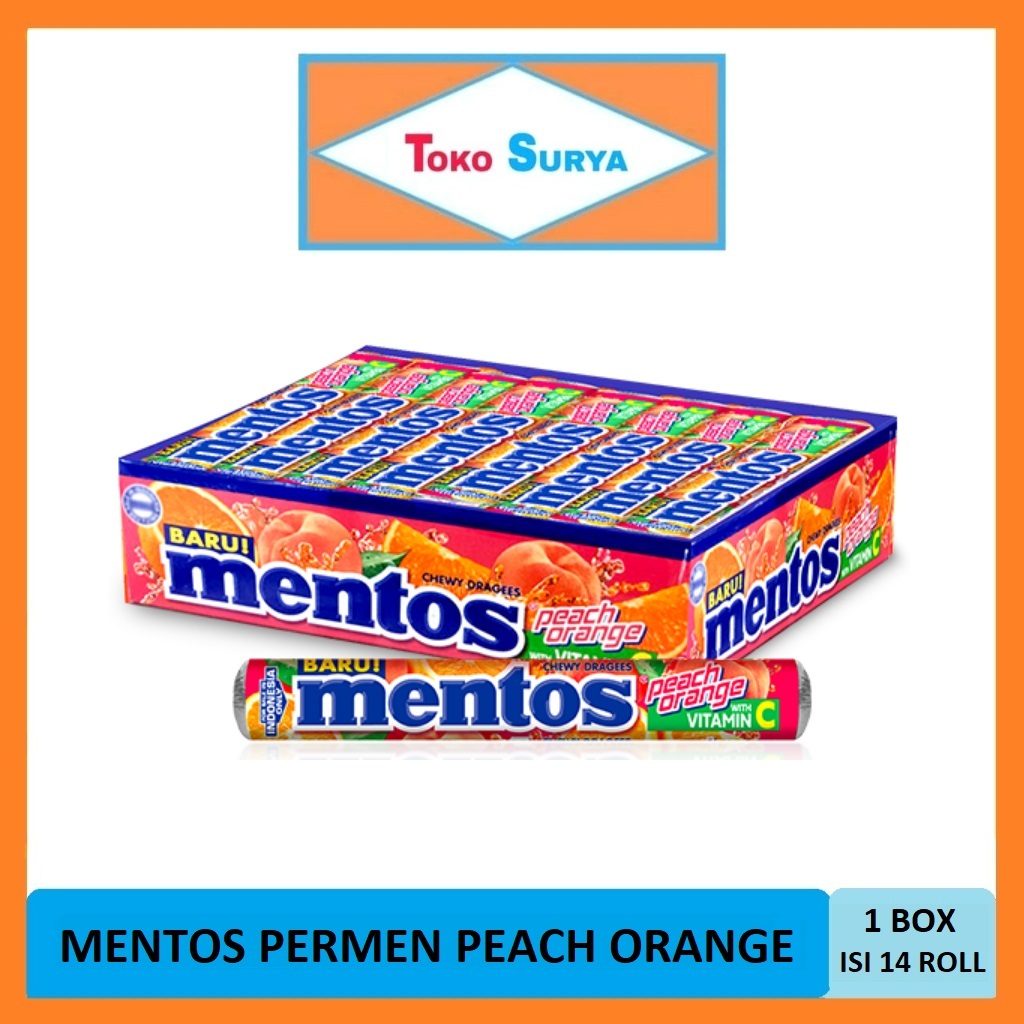 

Permen Mentos Roll Rasa Peach Orange 1 Box Isi 14 Roll