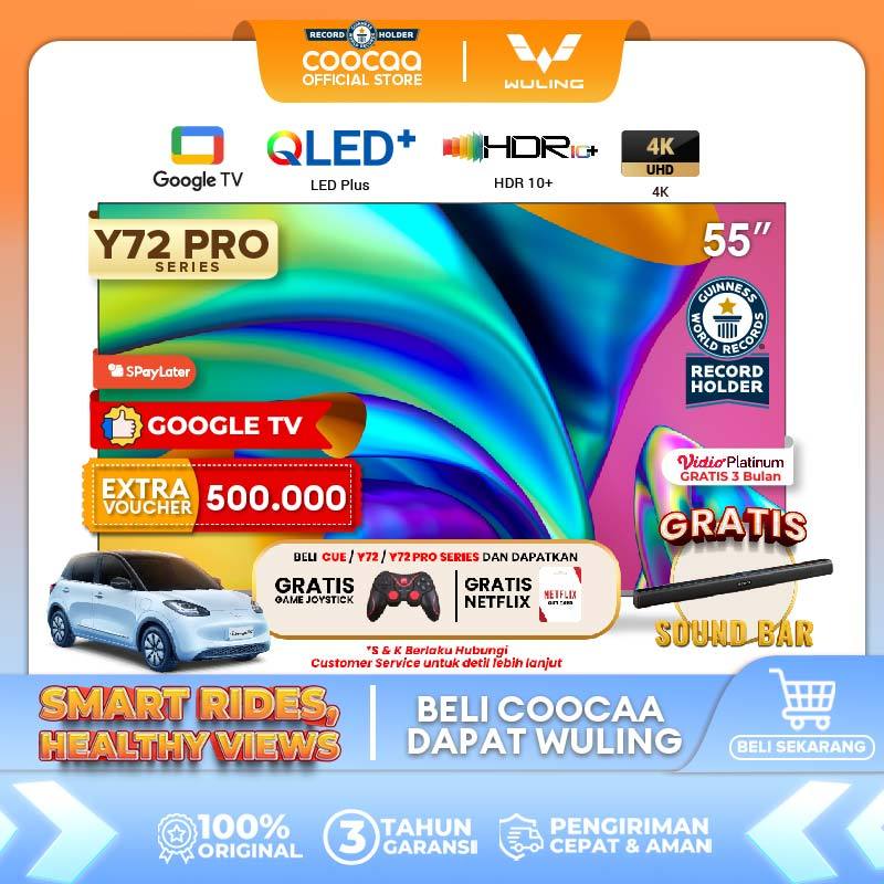 [Google TV]COOCAA 55 inch QLED - 4K - UHD - Netflix/Youtube - Google Assistant - Dolby Audio - Low B