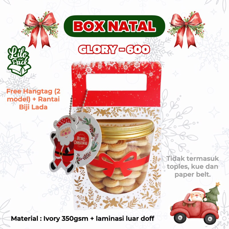 

GLORY-600 | Box Hampers Toples Jar Natal Kotak Gift Packaging Toples Kue Kering Christmas