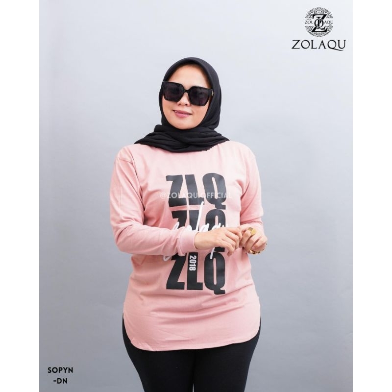 Baju Atasan Kaos Wanita Zolaqu Original Tshirt Semi Tunik Sopyn Impor Ori Couple Pasangan Kekinian L