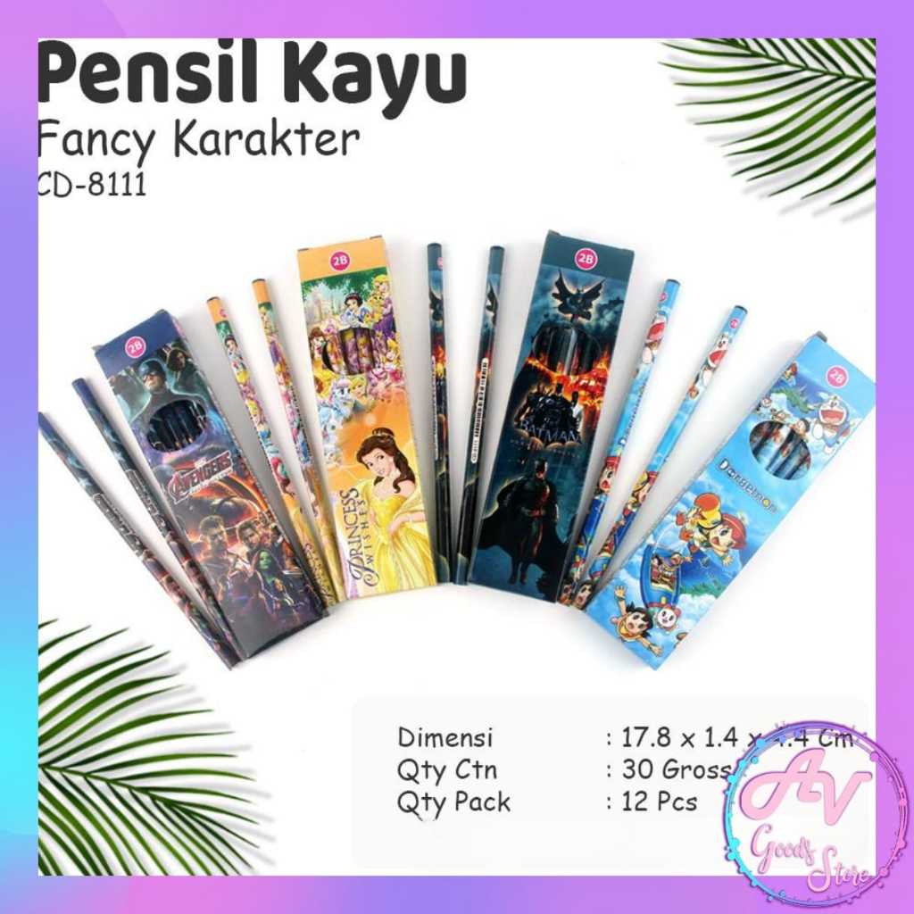 

pensil 2B / 1pak pensil kayu isi 12pcs / pensil 2B karakter / pensil (12pcs/pak)