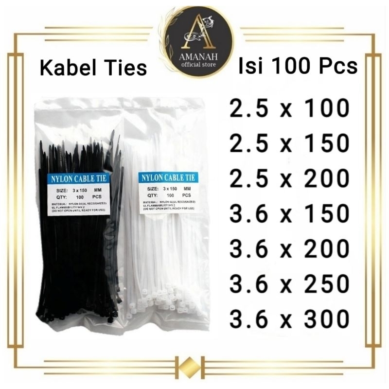 

Kabel Ties 1Pack isi 100PCS 10cm , 15cm , 20cm , 25cm , 30cm / Kabel Tie / Cable Tis / Kabel Tis / Nylon Cable Tie 10cm , 15cm , 20cm , 25cm , 30cm Serbaguna Hitam Putih Warna Warni