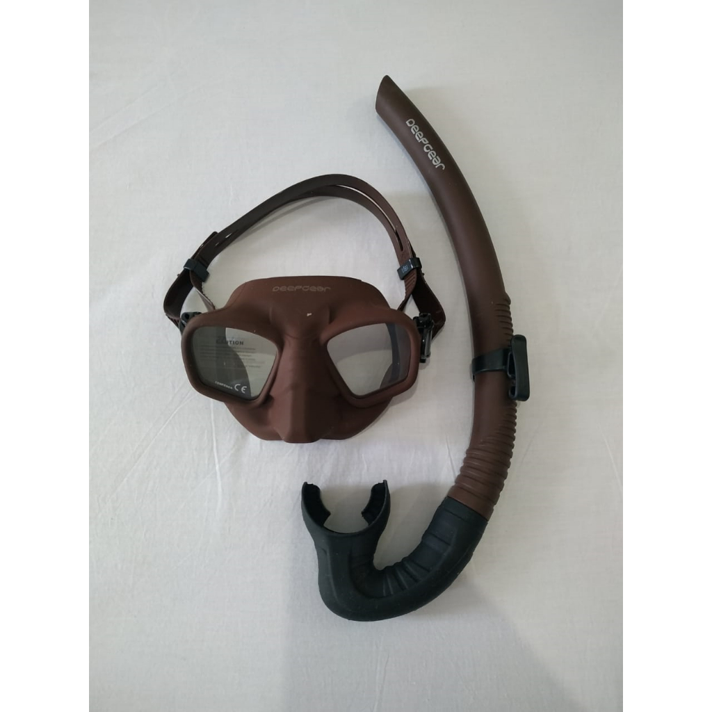 Deepgear Set Viper Freediving Kacamata Snorkel Spearfishing Masker Low Volume Set Snorkel Freedive M