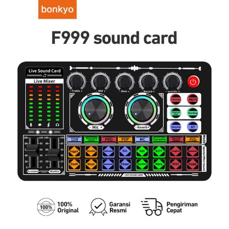 soundcard f999 bonkyo dua opsi pilihan warna good quality