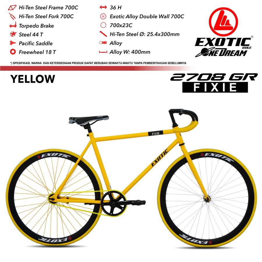 Sepeda Fixie EXOTIC 2708 GR 700C Sepeda Balap Rem Torpedo