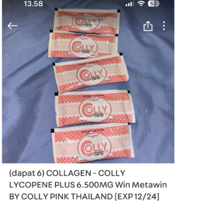 (dapat 6) COLLAGEN - COLLY LYCOPENE PLUS 6.500MG Win Metawin BY COLLY PINK THAILAND [EXP 12/24]