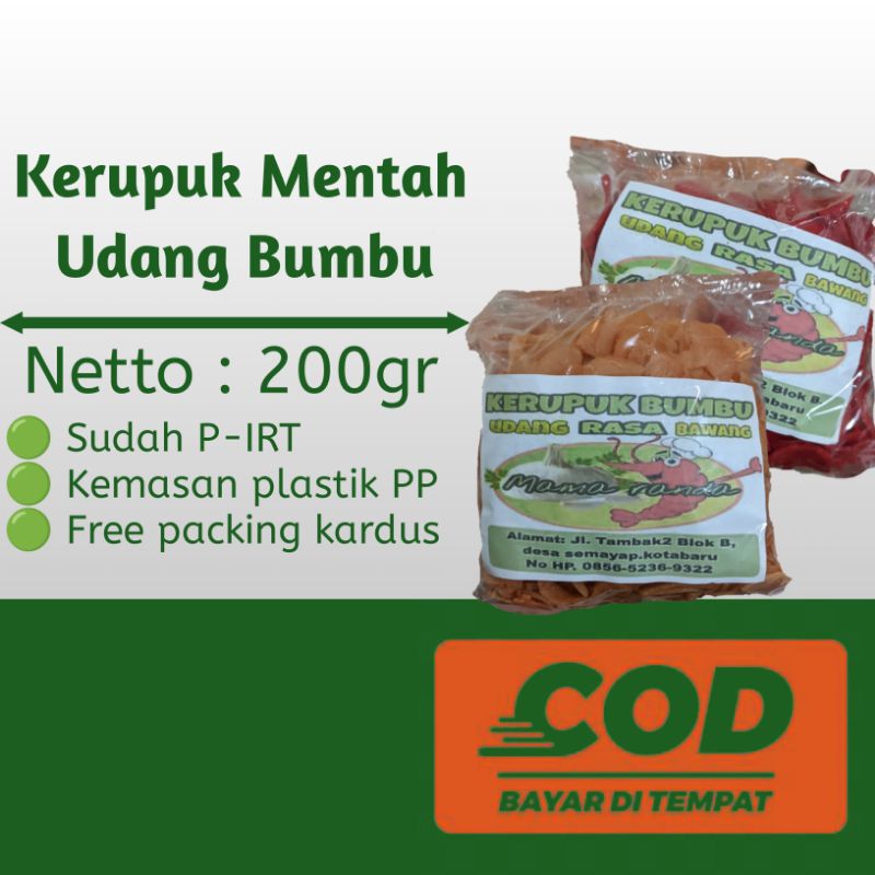 

Kerupuk Mentah Udang Bumbu Bawang Putih Kemasan 200gr.