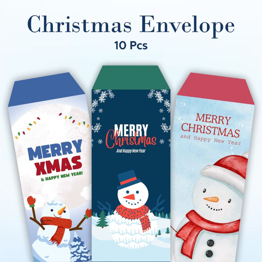 

(ISI 12 PCS) Amplop Natal Varian Boneka Salju / Amplop Natal Aesthetic / Angpao Natal / Amplop Natal Lembaran / Christmas Xmas Santa Claus Sinterklas / Angpao Natal Angpau Merry Christmas Hongbao Amplop Natal Ukuran Panjang