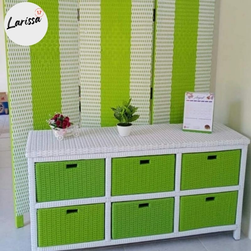 RM499 Lemari Tv Rotan Sintetis 6 Laci