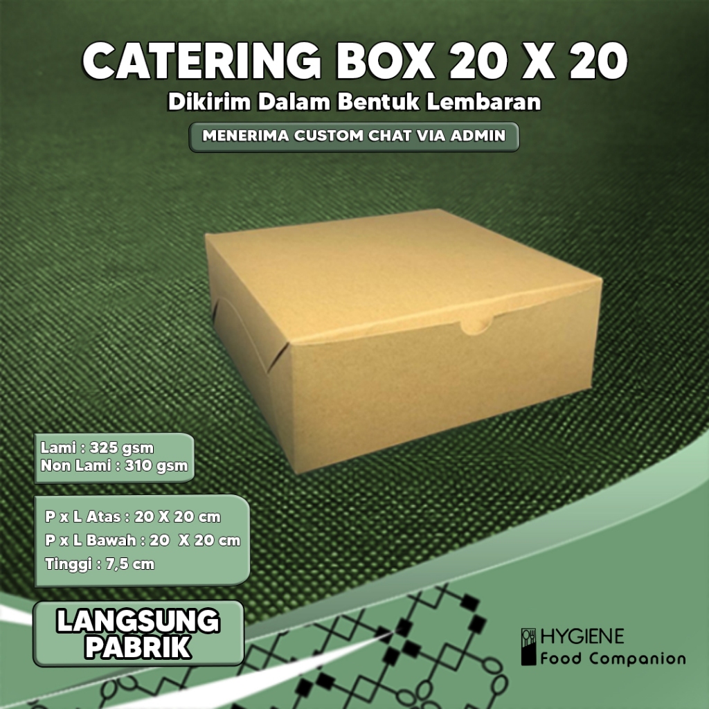 

dus kotak nasi 20x20 / kotak nasi kraft tebal 325 gsm / katering box 20 x 20