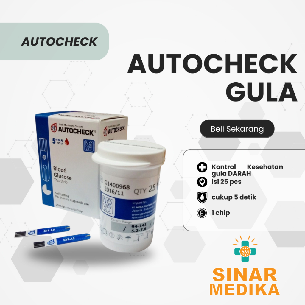 STRIP AUTOCHECK GULA DARAH / STIK AUTO CHECK BLOOD GLUCOSE REFILL / GDS GLUKOSA ISI ULANG