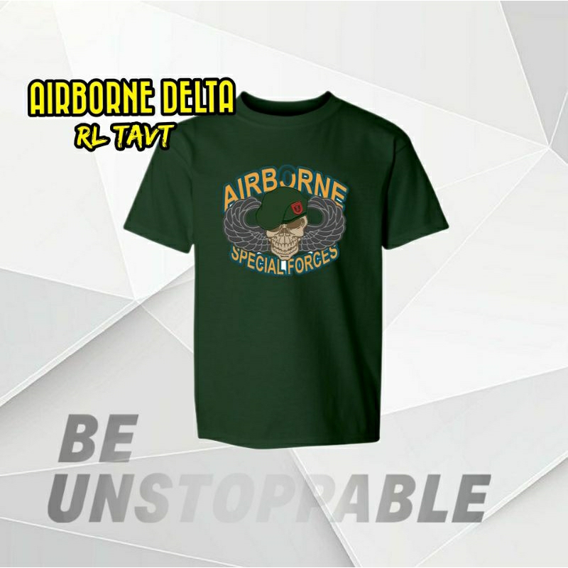 Kaos Airborne Tactical Hitam Dan Hijau