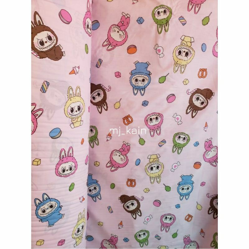 Kain Seprei Motif Labubu Candy Katun Karakter 240cm