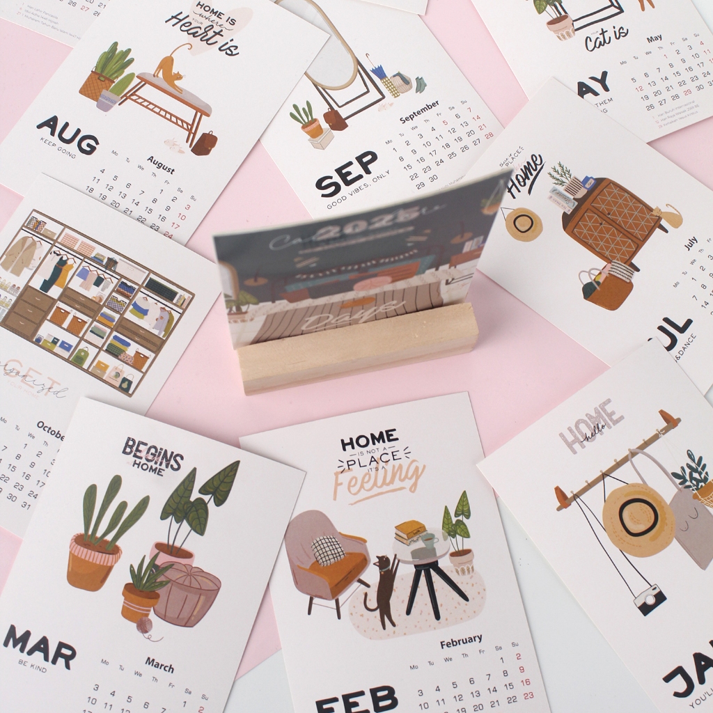 

Calendar 2025 A6 #Nature - Wooden Kalender A6 - Kalender Meja Aesthetic