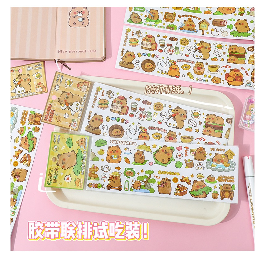 

Stiker Panjang Capybara Belum Cutting Stiker Capybara Japanese Paper Stiker DIY Capybara MOMO041
