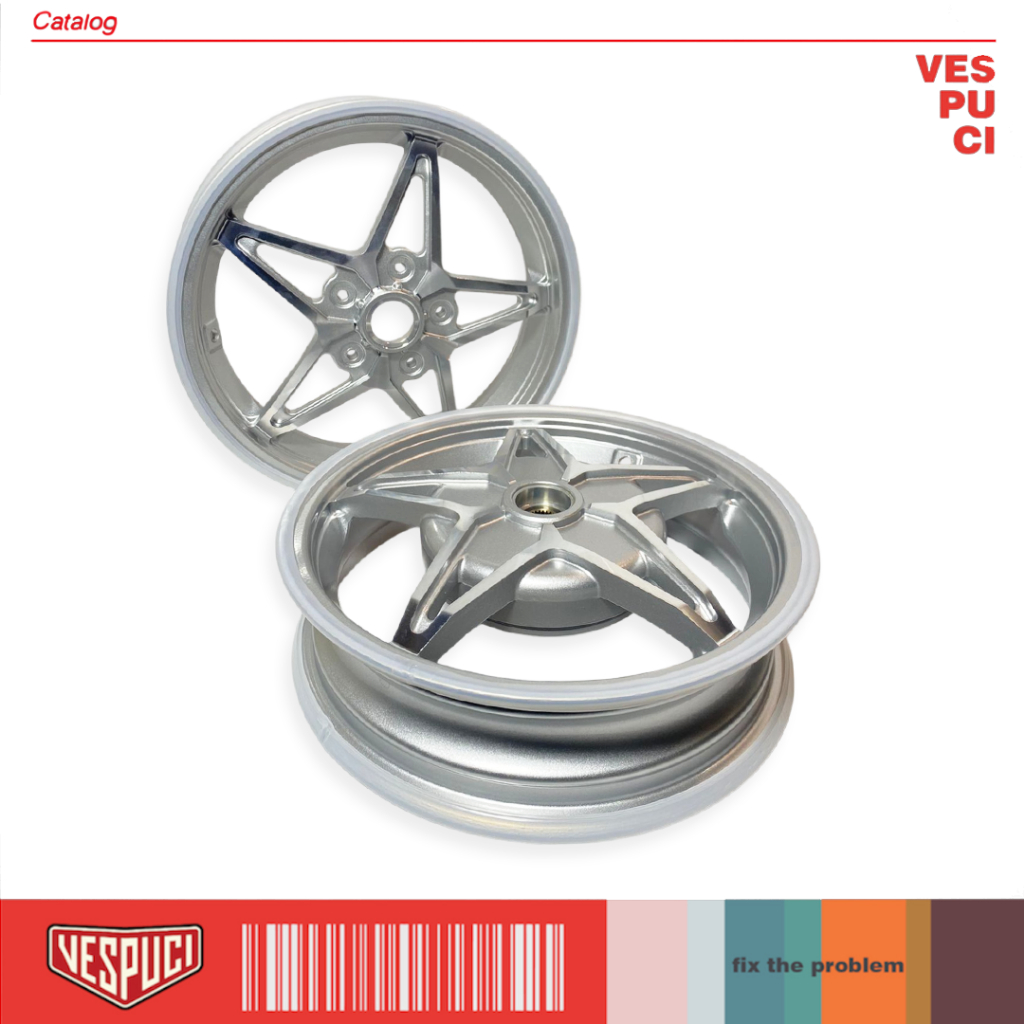 Velg Bintang Raceboy Five Star Silver Ring 12 for Vespa Matic Matik Metik Sprint Primavera 3V iGet A
