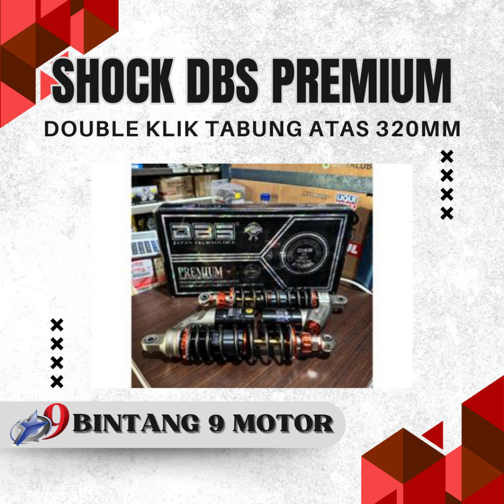 SHOCK (SKOK) DBS PREMIUM DOUBLE KLIK TABUNG ATAS UKURAN 320-BINTANG SEMBILAN MOTOR