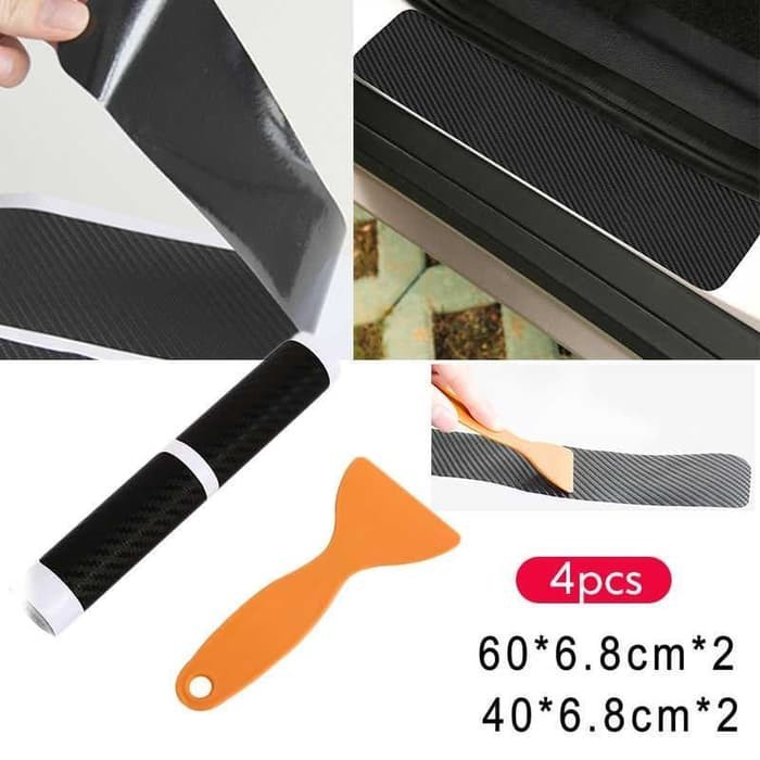 AM-74 Pelindung Injakan Kaki Pintu Mobil Door Sill Protect Sticker 3D Carbon Stiker Pijakan Lantai P