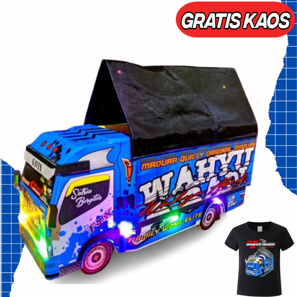 Gratis Kaos Anak MINIATUR TRUK OLENG Wahyu Abadi Truk ada lampu dan terpal