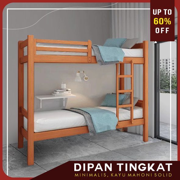 tempat tidur tingkat / ranjang tingkat kayu / ranjang susun kayu / dipan tingkat / dipan tempat tidu