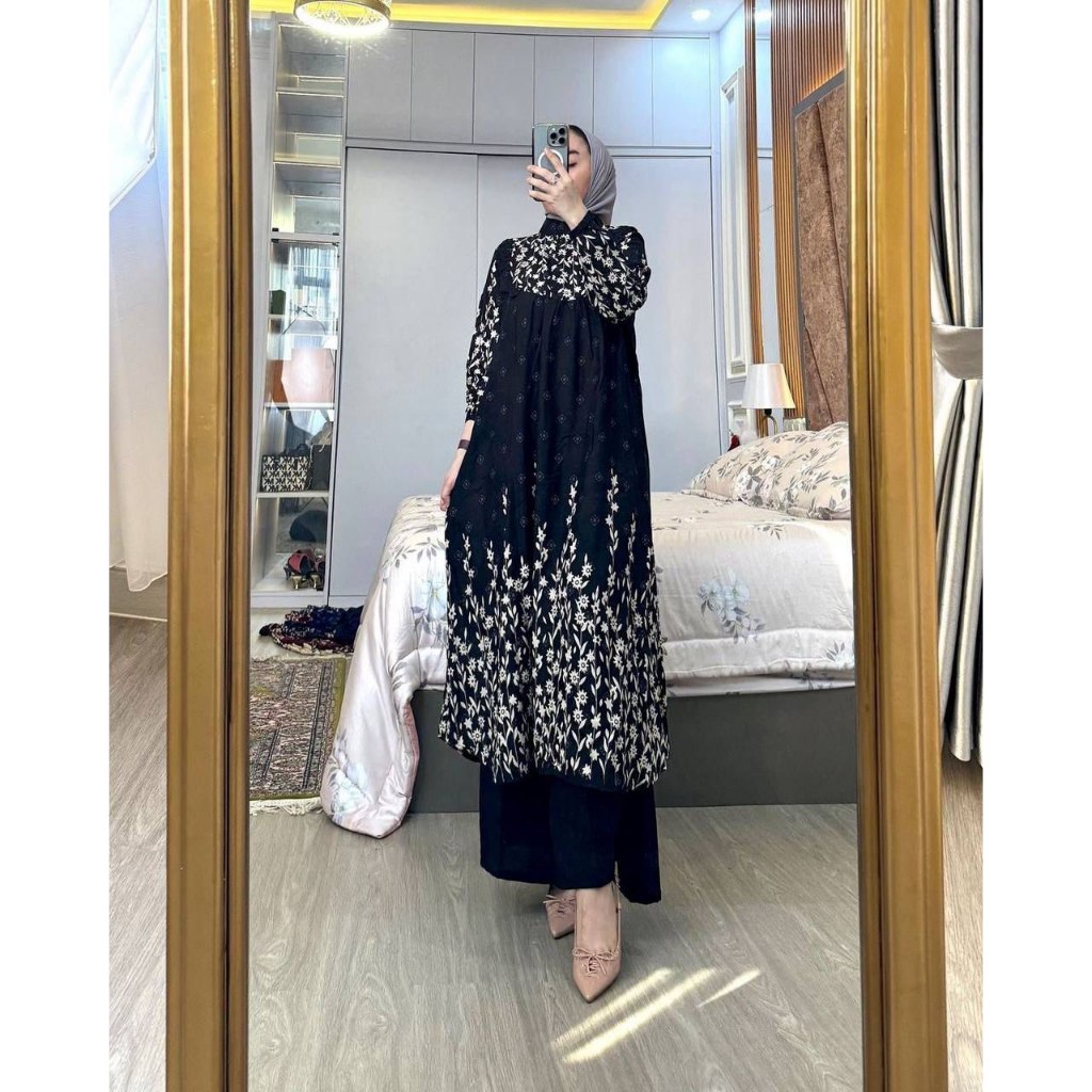 murah one set setelan allisa setelan jumbo ld110 ld120 setelan wanita baju muslim setelan tunik
