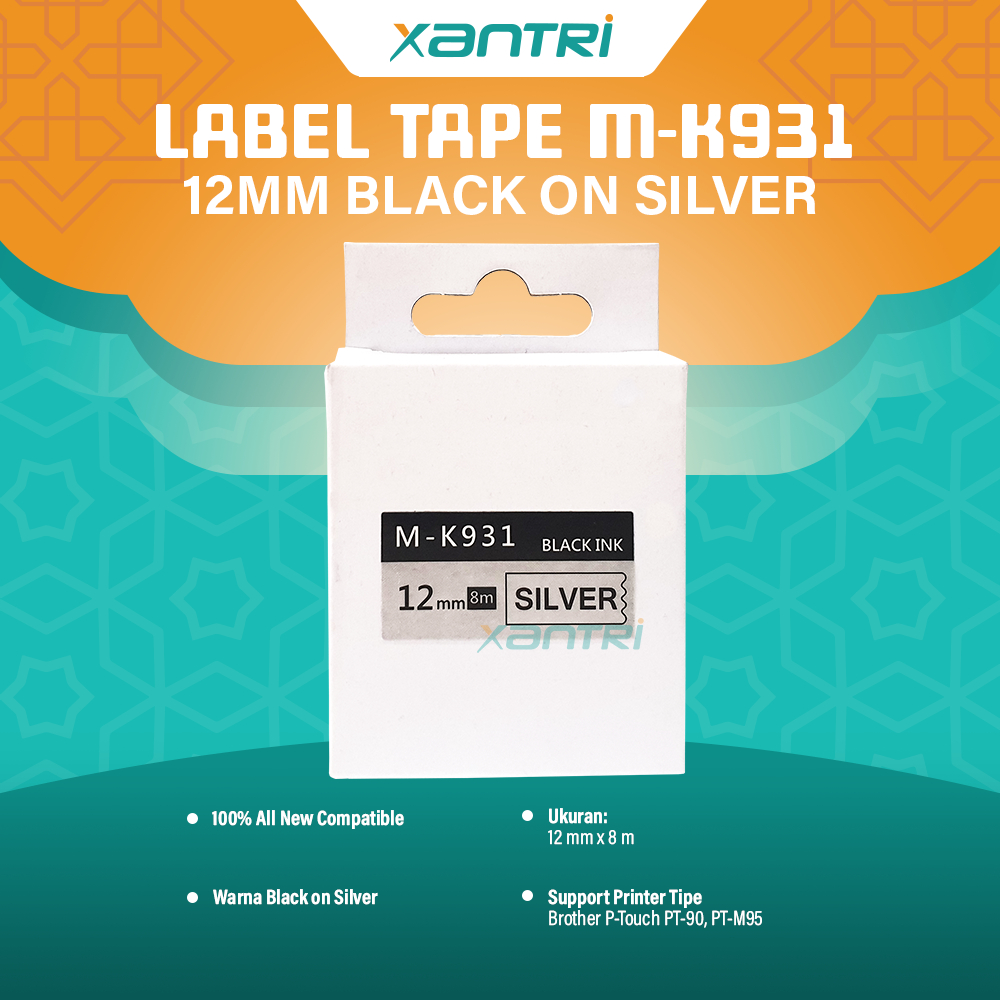 

Xantri - Label Tape 12mm MK-231 MK-531 MK-631 MK-731 MK-931 Casette 12mm x 8mm Compatible For Printer Brother P-Touch PT-90 PT-M95