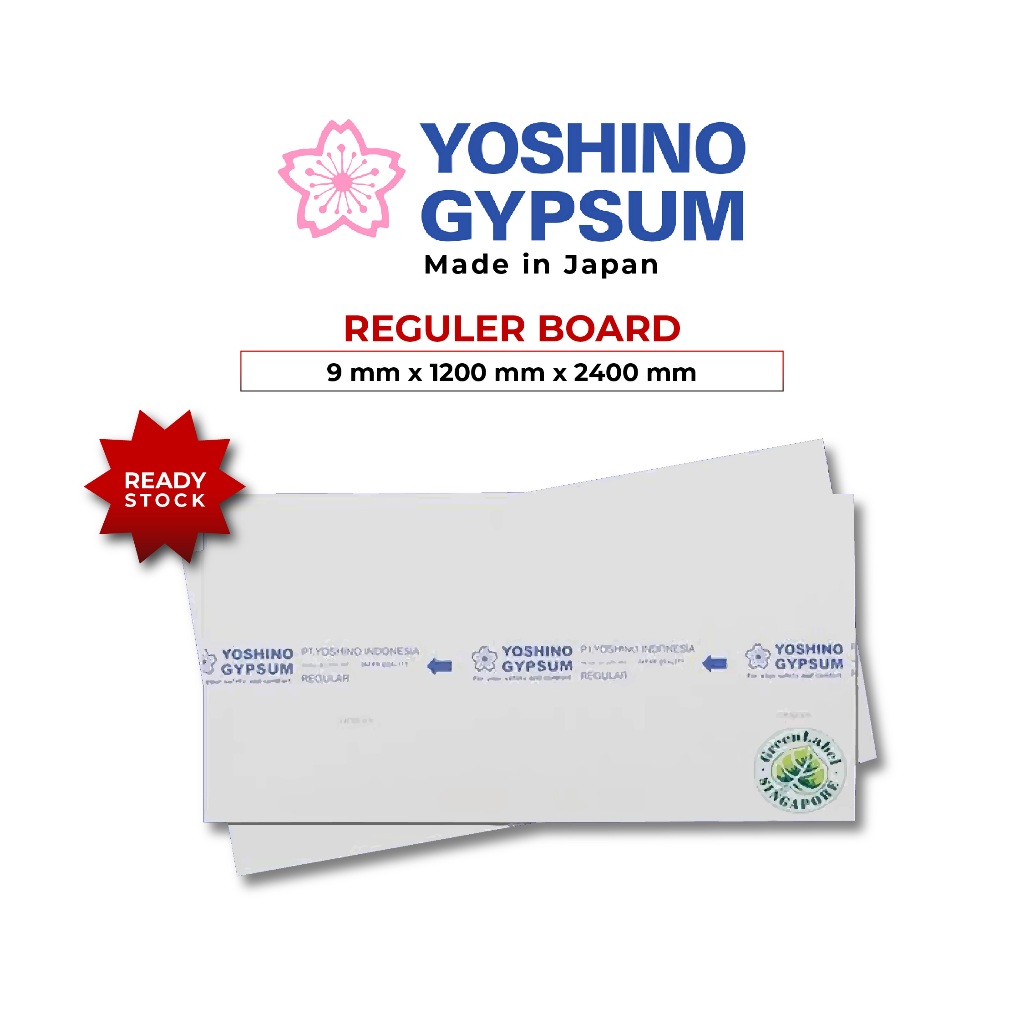 Gypsum Yoshino Reguler 9 mm x 1200 mm x 2400 mm | Gypsum Plafon