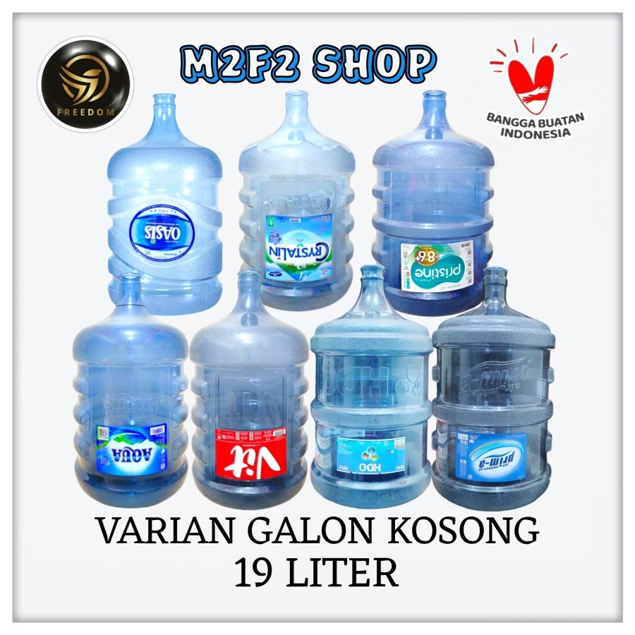 Galon Kosong Berbagai Macam Merk Aqua Crystalin Oasis Prima Pristine HDO VIT - 19000 ml | 19 ltr (Ke