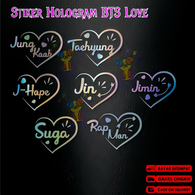 

Sticker cutting hologram bts love stiker kpop