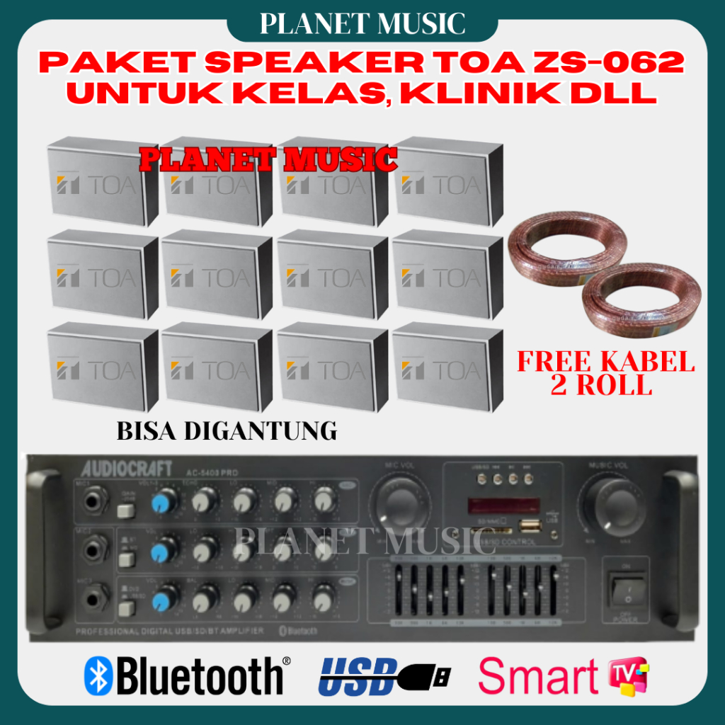 Paket Sound System Indoor Cafe , Kantor , Sekolahan, Klinik DLL Isi 12 Speaker TOA ZS 062