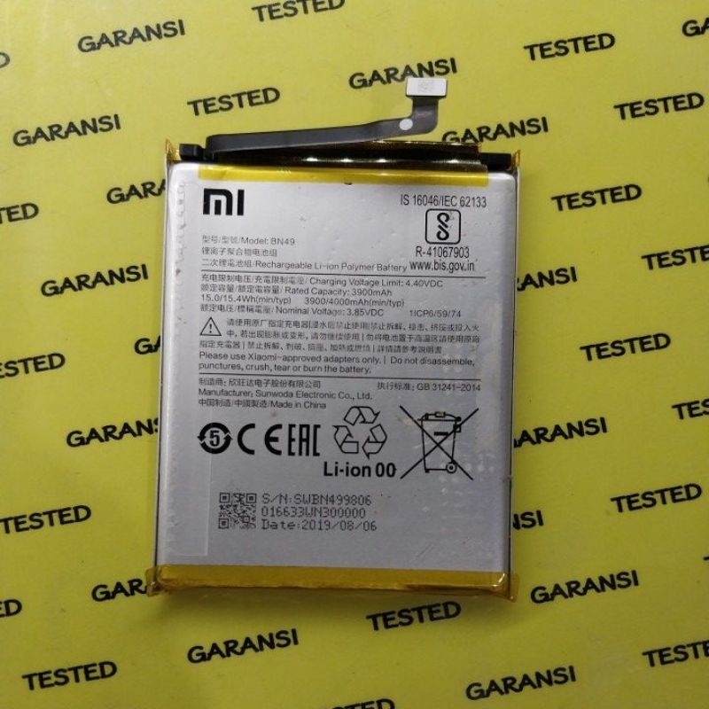 Baterai XIAOMI REDMI 7A • BN49 Bekas Copotan Tested Normal Lancar Siap Pasang Garansi Original Batte