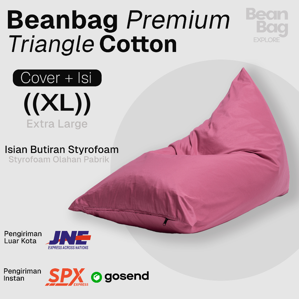 Bean Bag Katun XL Premium + Isi Styrofoam 150x100 cm Bean Bag Jumbo Ukuran Dewasa Sofa Jumbo