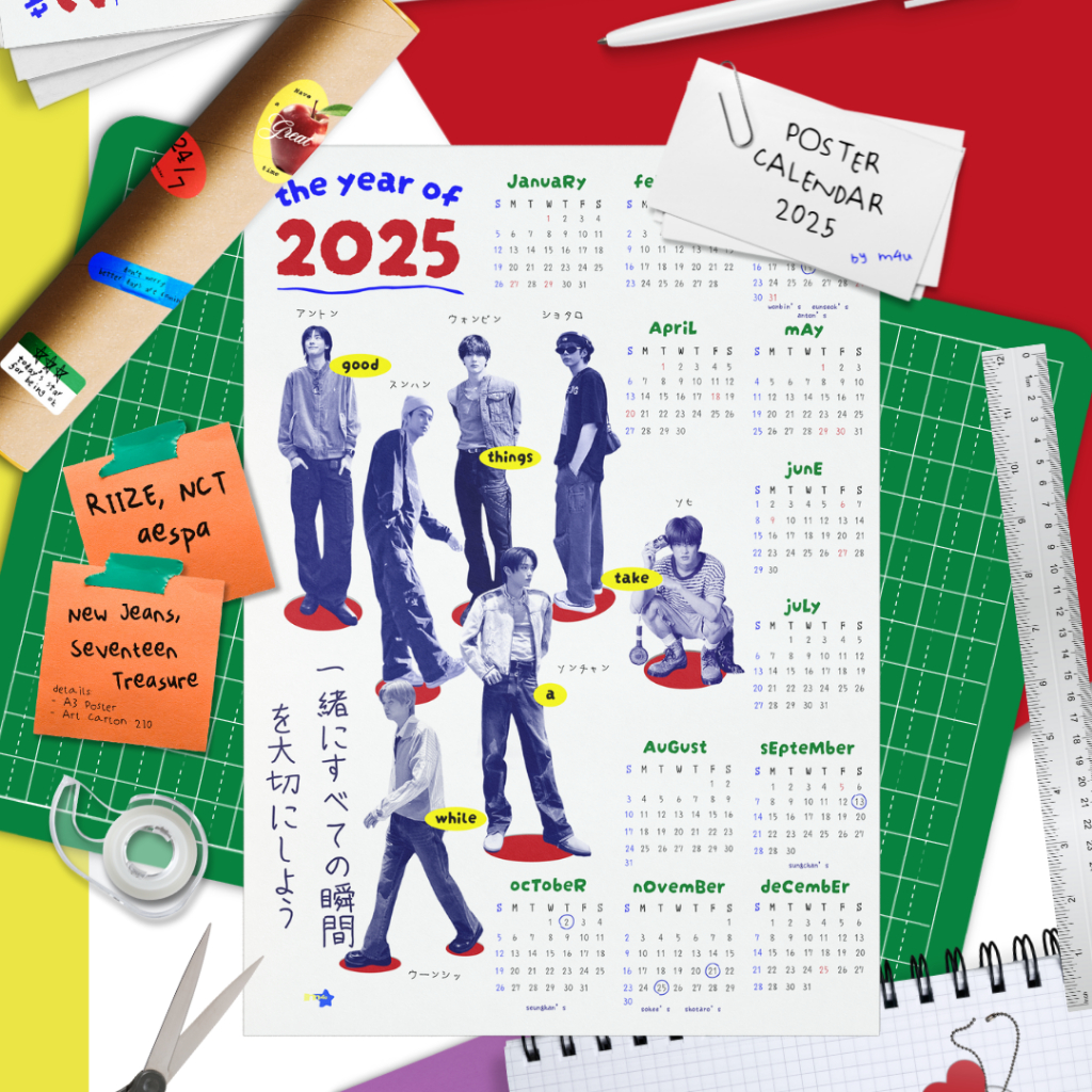 

The Year of 2025 Poster Calendar by me4u [Poster Kalender Dinding 2025 Kpop Riize NCT aespa NewJeans Seventeen]