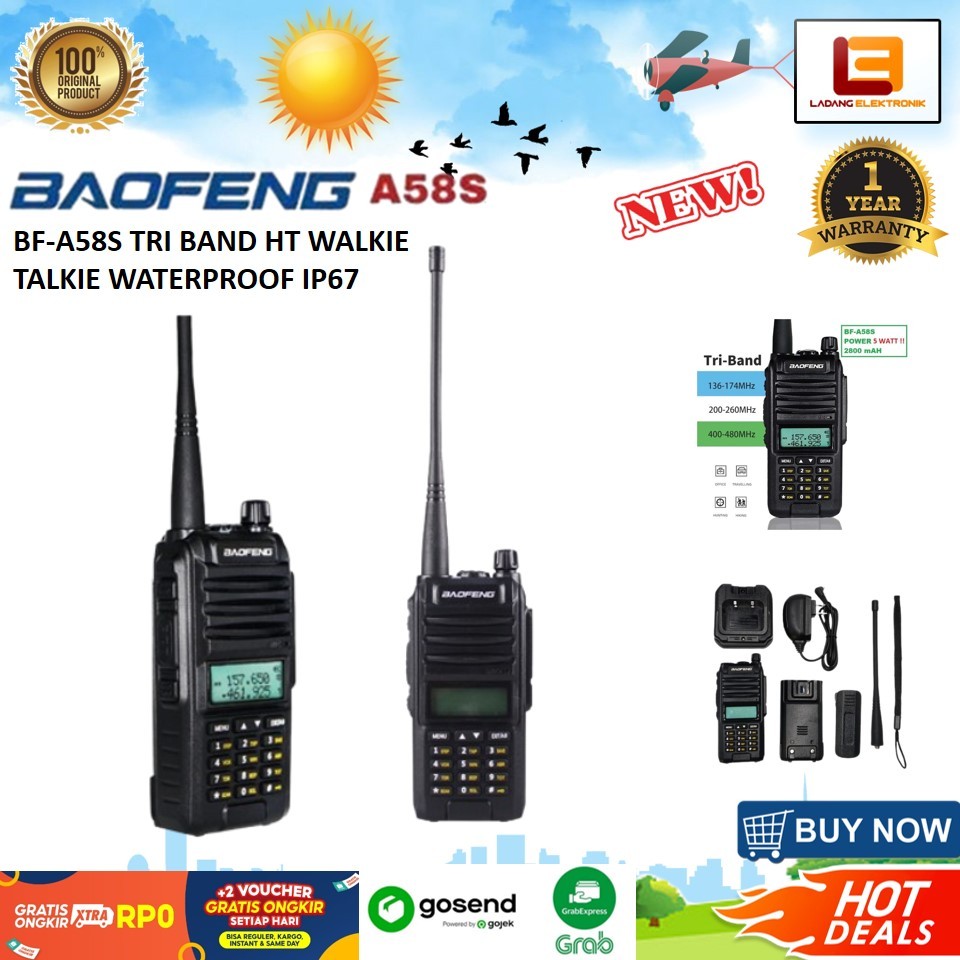 BAOFENG BF-A58S TRI BAND HT WALKIE TALKIE WATERPROOF IP67 ANTI AIR
