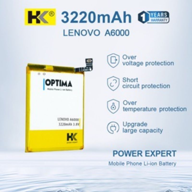 HK Optima Baterai Lenovo A6000 / BL242 3220 mAh 3.8V Double IC