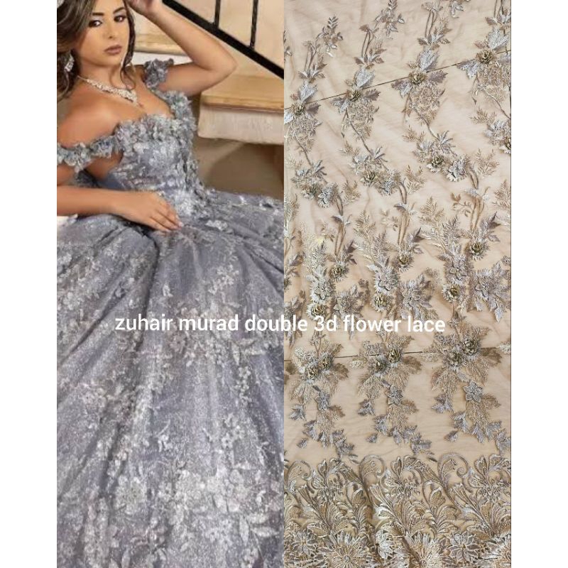 Tulle Bunga Tumpuk  Bordir Flowery 3d lace brokat Zuhair Murad
