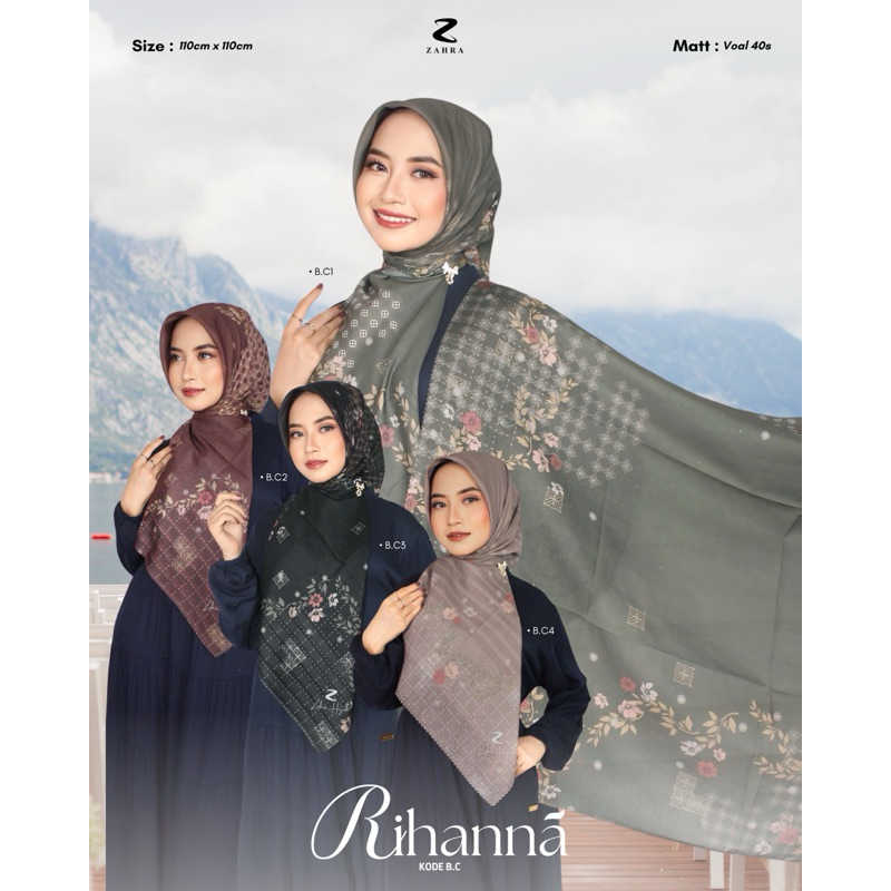 Zahra Hijab - Rihanna Series (Segi Empat Motif) Hijab Seragam