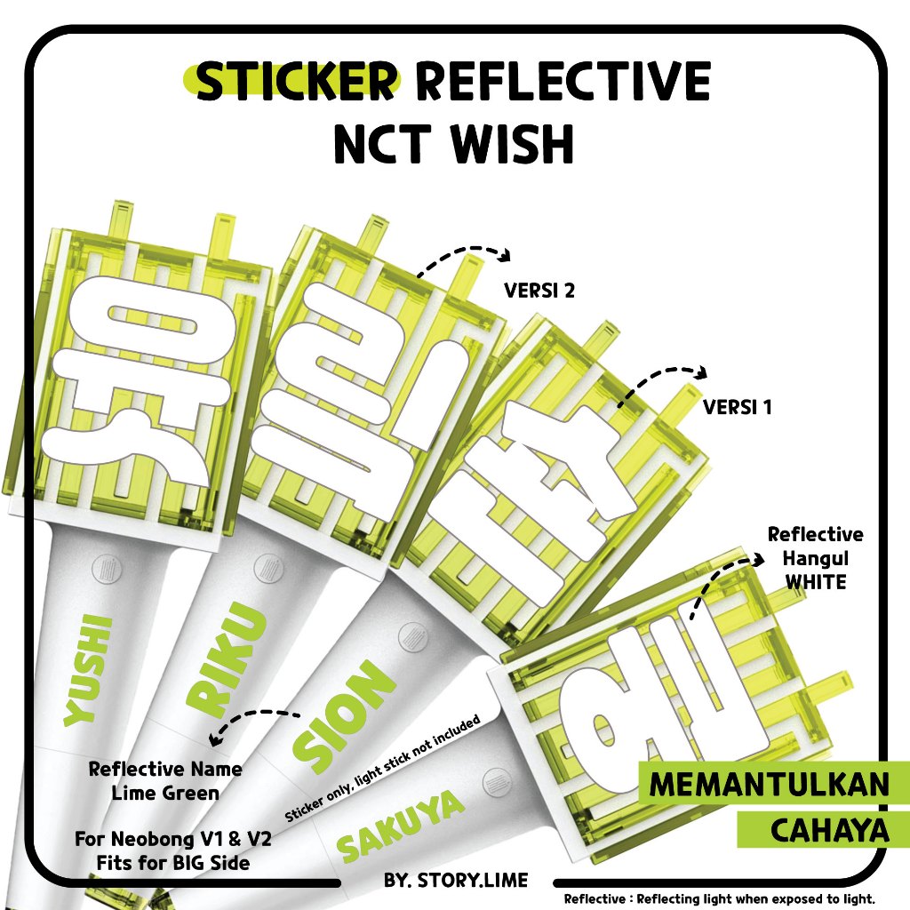<SET HANGUL + NAME> Sticker Deco Reflective Lighstick NCT WISH NEOBONG Hangul Initial dan Name Kpop 