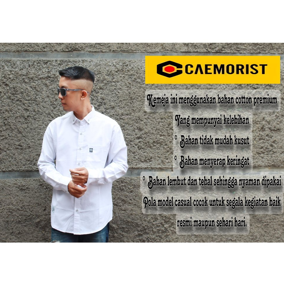 Kemeja Polos Lengan Panjang Pria Putih Workshirt Caemorist