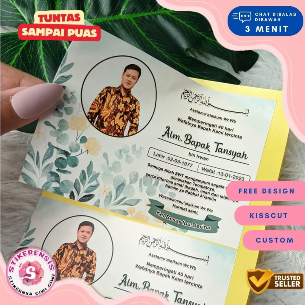 

Stiker Tahlinan Pengajian Mengenang Wafatnya 40 100 1000 hari untuk Kotak Nasi dan box makanan