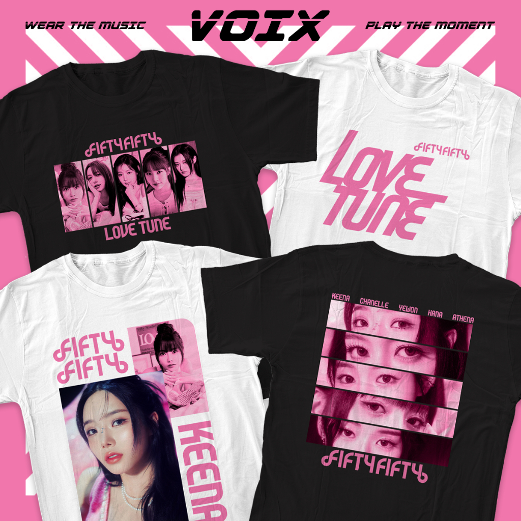Kaos Kpop FIFTY FIFTY "Love Tune; SOS" Tee - Keena, Moon Chanelle, Yewon, Hana, Athena