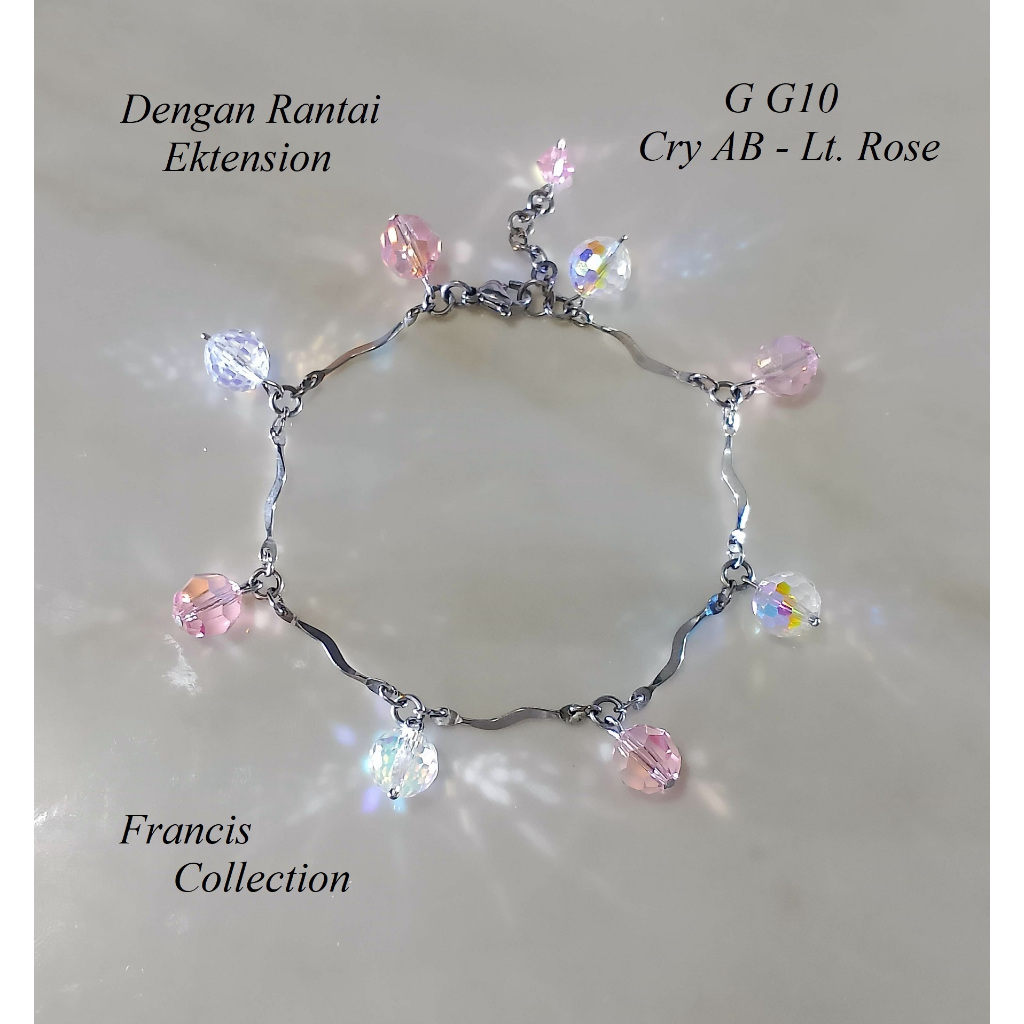G G10. Gelang Kristal Swarovski asli model Charm 8mm