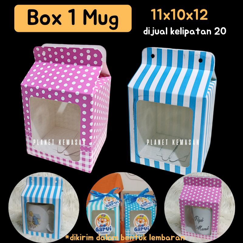 

[kelipatan 20] box mug motif polkadot garis garis