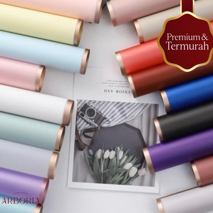 

Grosir Menarik PER PACK 2 LBR 58x58 CM GOLD LINE Flower Wrapping Paper Kertas Buket Bunga Cellophane