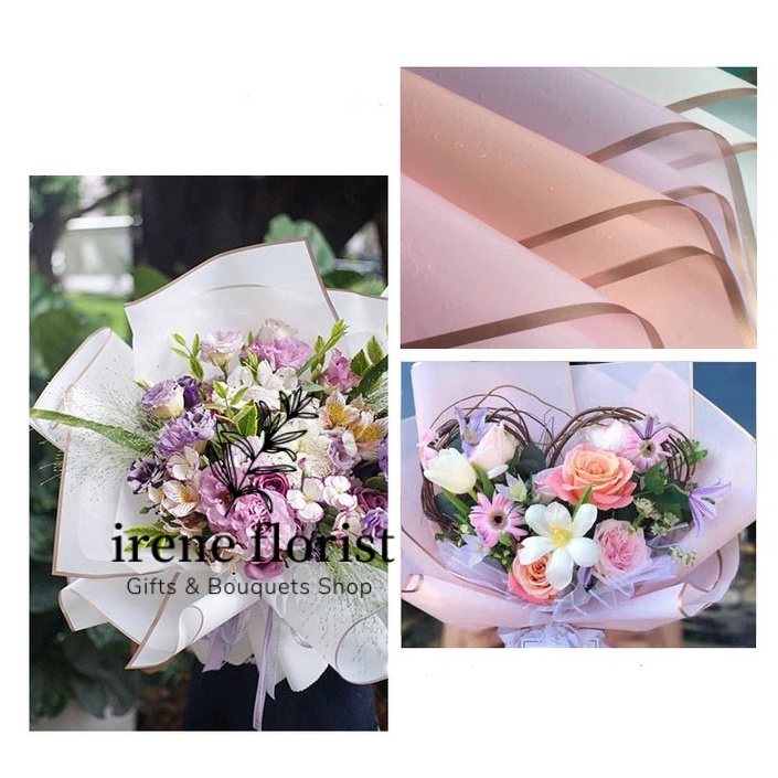 

Harga Murah 5 lembar Kertas Buket Cellophane Flower Gold List Wrapping Buket Bunga Per Lembar